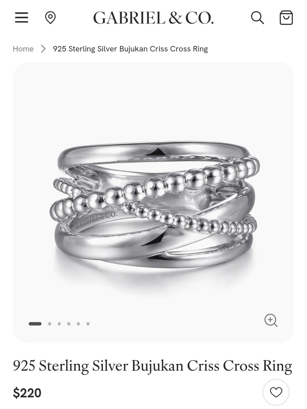 Gabriel & Co. Bujukan Criss Cross Ring Size 6